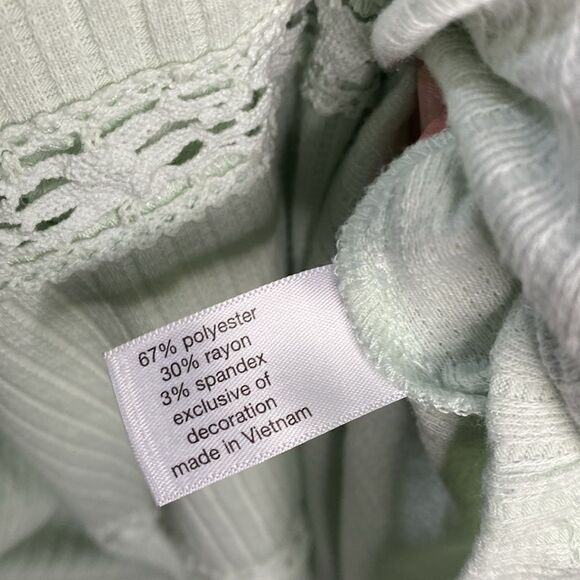 Lane Bryant Mint Green Off Shoulder Tunic Blouson-Sleeve Ribbed Knit Top - Picture 11 of 13